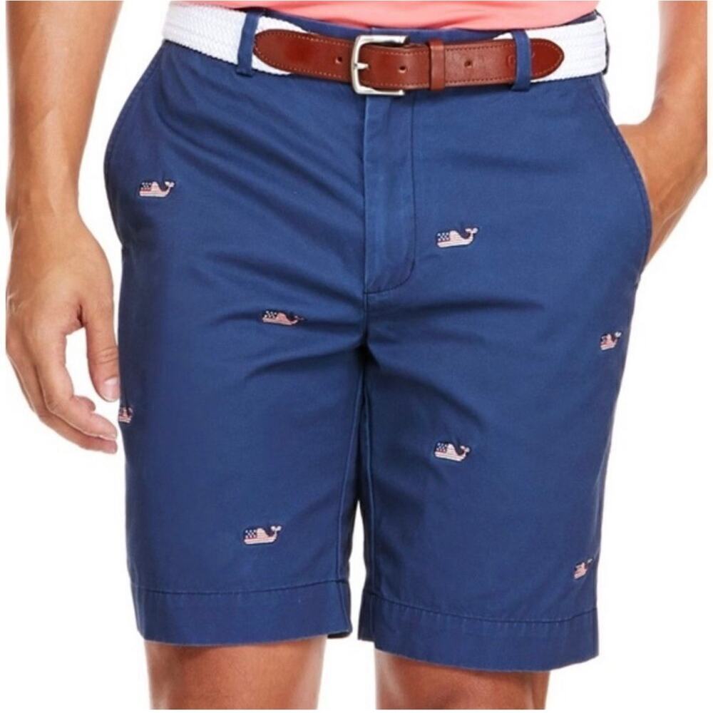 Vineyard Vines Navy Embroidered Patriotic Whale Shorts SZ 36